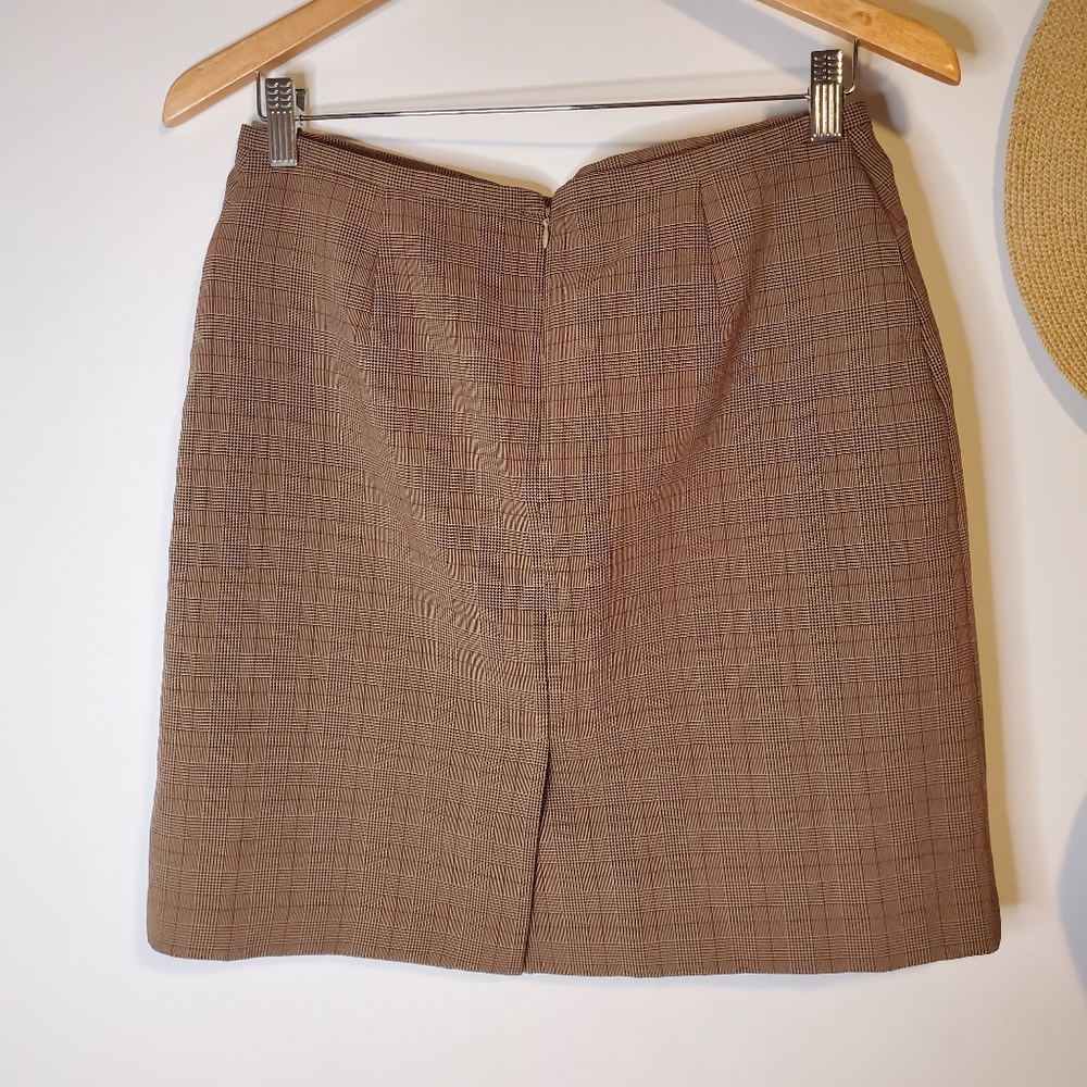 Tan plaid a-line mini skirt